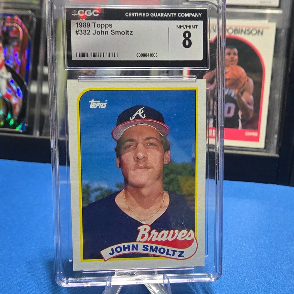 1989 Topps #382 John Smoltz (RC) (HOF) (CGC 8)